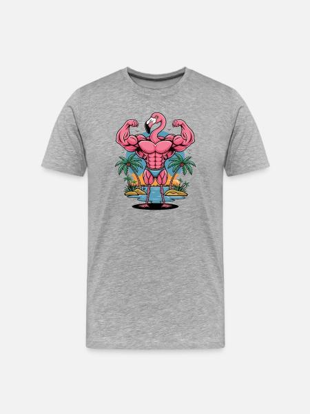 Muscle Flamingo - Men's Premium Organic T-Shirt - heather grey
