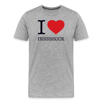 I LOVE INNSBRUCK - Männer Premium Bio T-Shirt - Grau meliert - Vorne - Damien (186cm)
