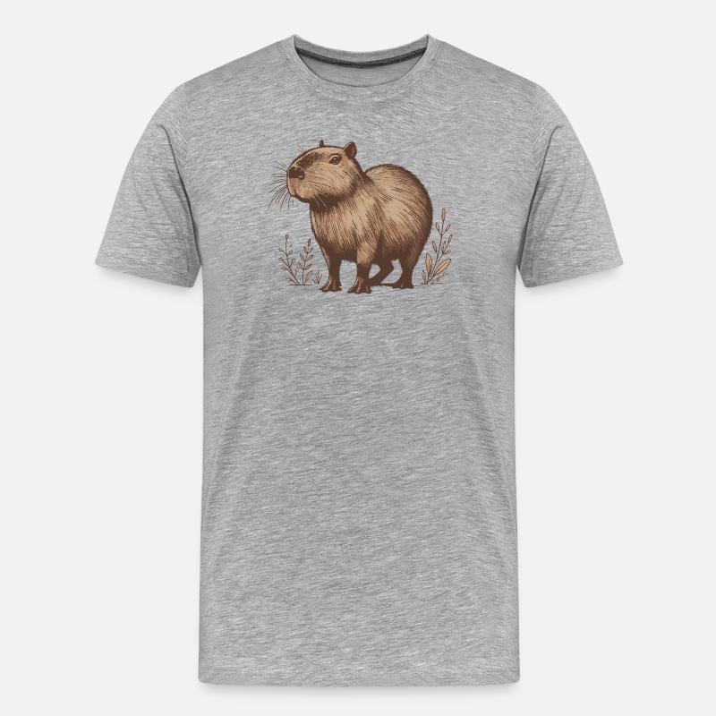 Capybara - Männer Premium Bio T-Shirt - Grau meliert