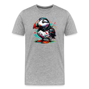 Puffin - Men's Premium Organic T-Shirt - heather grey - Front - Damien (186cm)