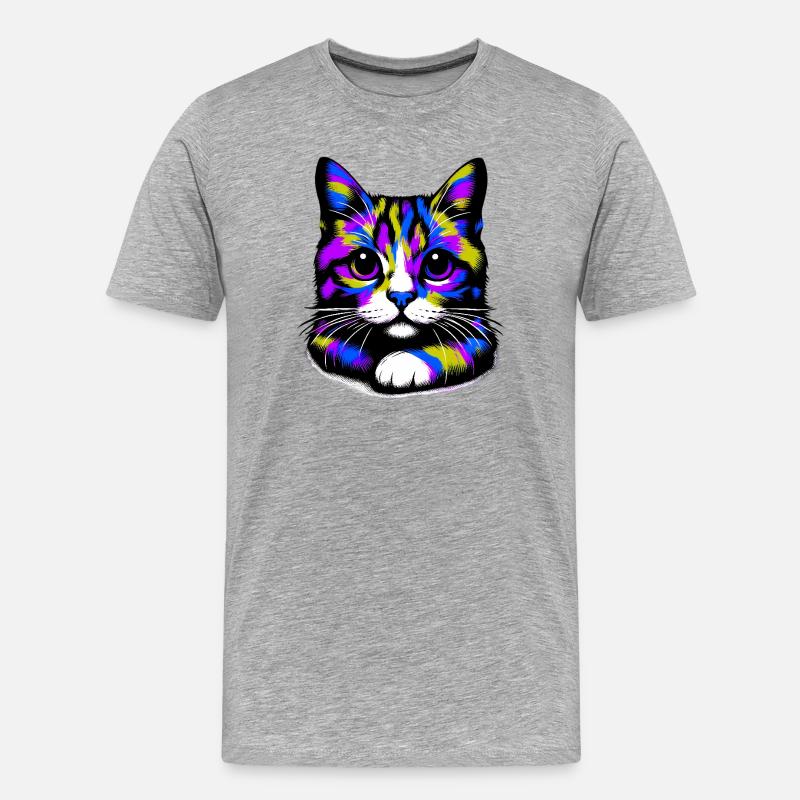 Katze - Männer Premium Bio T-Shirt - Grau meliert