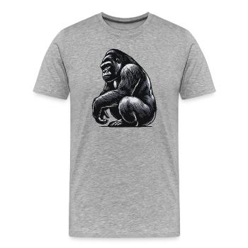 Gorilla - Männer Premium Bio T-Shirt - Grau meliert - Vorne - Damien (186cm)