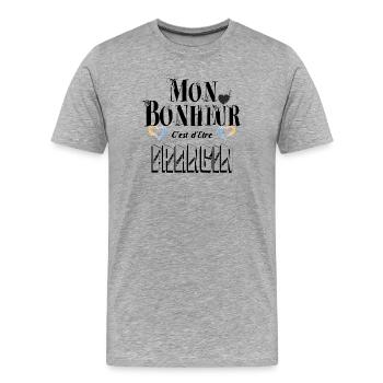 Mon Bonheur C'est d'Etre Frangin - T-shirt bio Premium Homme - gris chiné - Devant - Damien (186cm)