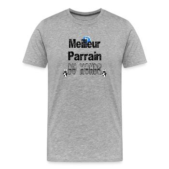 Meilleur Parrain du Monde - T-shirt bio Premium Homme - gris chiné - Devant - Damien (186cm)