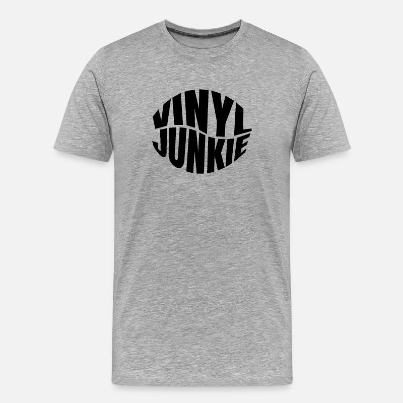 VINYL JUNKIE schwarz - Männer Premium Bio T-Shirt - Grau meliert