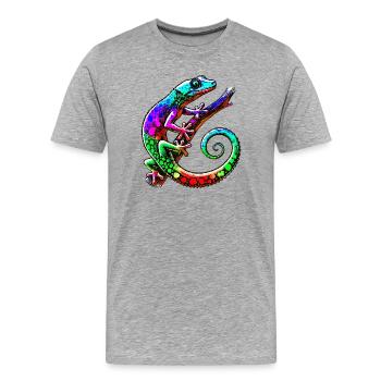 Gecko - Männer Premium Bio T-Shirt - Grau meliert - Vorne - Damien (186cm)