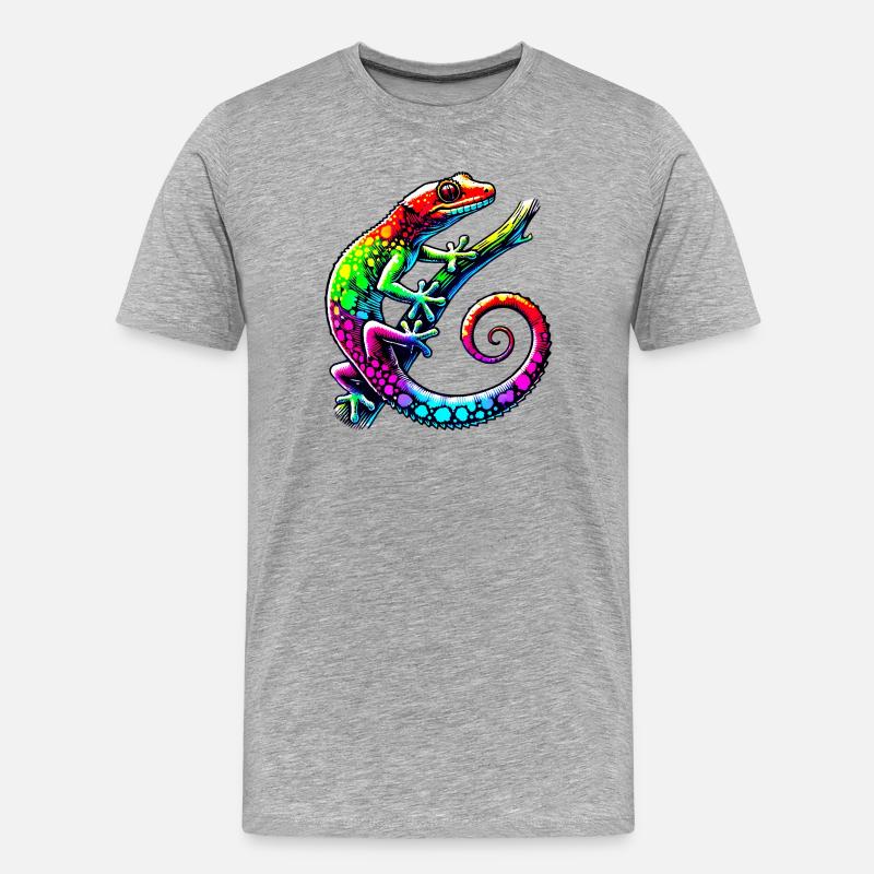 Gecko - Männer Premium Bio T-Shirt - Grau meliert