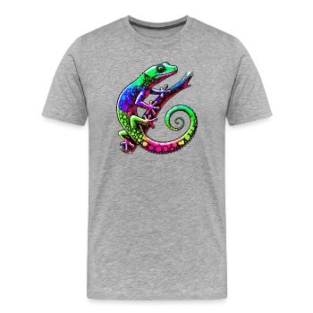 Gecko - Men's Premium Organic T-Shirt - heather grey - Front - Damien (186cm)