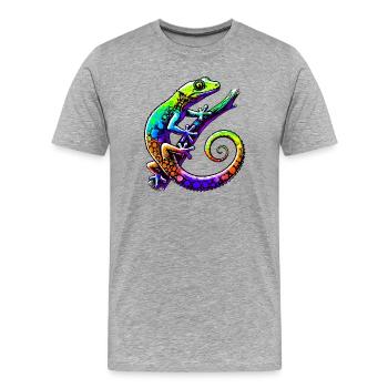 Gecko - T-shirt bio Premium Homme - gris chiné - Devant - Damien (186cm)