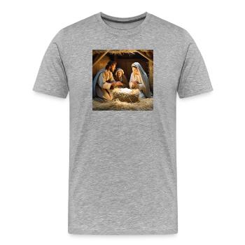 catholique, Jésus Christ, messe, chrétien - T-shirt bio Premium Homme - gris chiné - Devant - Damien (186cm)