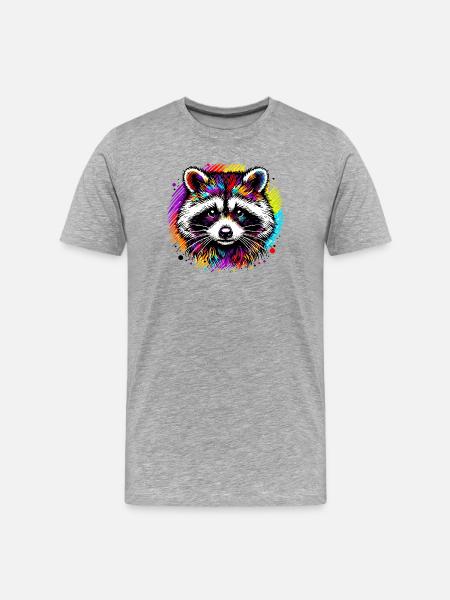 Raccoon - Men's Premium Organic T-Shirt - heather grey