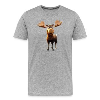 Orignal, Mosses, Bull, Eli, Bois, Cerf, Orignal sauvage - T-shirt bio Premium Homme - gris chiné - Devant - Damien (186cm)