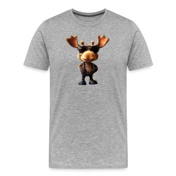 Orignal, Mosses, Bull, Eli, Bois, Cerf, Orignal sauvage - T-shirt bio Premium Homme - gris chiné - Devant - Damien (186cm)