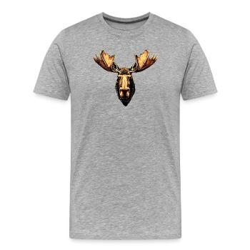 Orignal, Mosses, Bull, Eli, Bois, Cerf, Orignal sauvage - T-shirt bio Premium Homme - gris chiné - Devant - Damien (186cm)