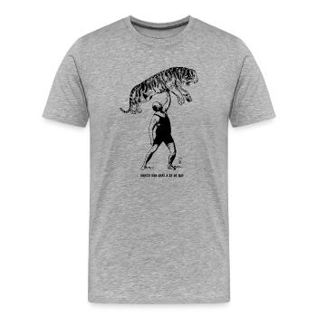 Gehen Sie mit Ihrer Katze um 3 Uhr morgens raus. - Männer Premium Bio T-Shirt - Grau meliert - Vorne - Damien (186cm)