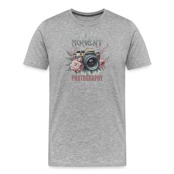 Capture the Moment - Männer Premium Bio T-Shirt - Grau meliert - Vorne - Damien (186cm)