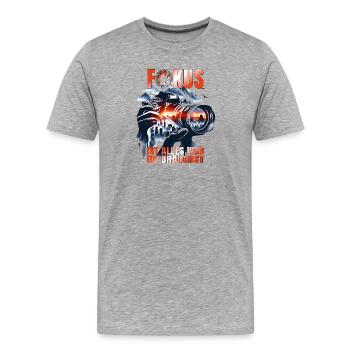 Fokus ist alles was du brauchst - Männer Premium Bio T-Shirt - Grau meliert - Vorne - Damien (186cm)