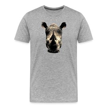 Rhino Rhinoceros Africa Safari Rhinos Rhino - Men's Premium Organic T-Shirt - heather grey - Front - Damien (186cm)