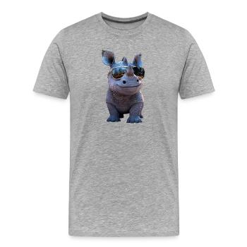 Rhinocéros Rhinocéros Afrique Safari Rhinocéros Rhinocéros - T-shirt bio Premium Homme - gris chiné - Devant - Damien (186cm)
