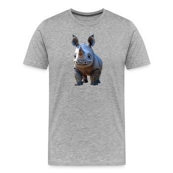 Rhino Rhinoceros Africa Safari Rhinos Rhino - Men's Premium Organic T-Shirt - heather grey - Front - Damien (186cm)