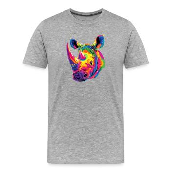 Rhino Rhinoceros Africa Safari Rhinos Rhino - Men's Premium Organic T-Shirt - heather grey - Front - Damien (186cm)