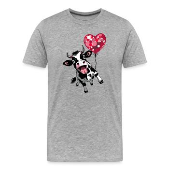 Drôle de vache choc culturel avec cœur - T-shirt bio Premium Homme - gris chiné - Devant - Damien (186cm)