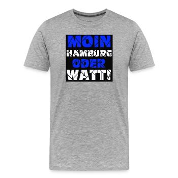 Hambourg , Moin ou watt (25) - T-shirt bio Premium Homme - gris chiné - Devant - Damien (186cm)