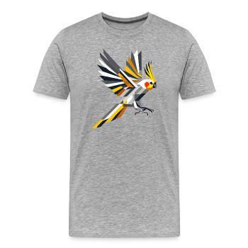 Calopsitte géométrique colorée - T-shirt bio Premium Homme - gris chiné - Devant - Damien (186cm)