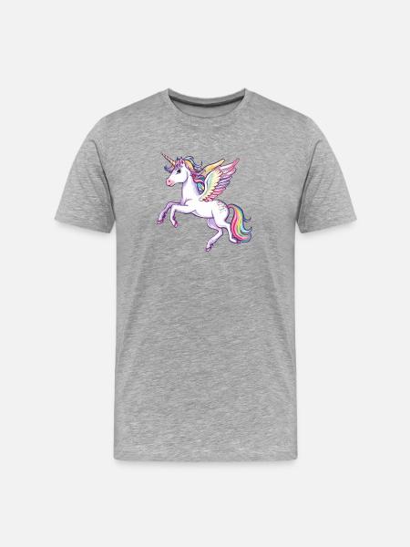 Rainbow Wings Unicorn - Men's Premium Organic T-Shirt - heather grey