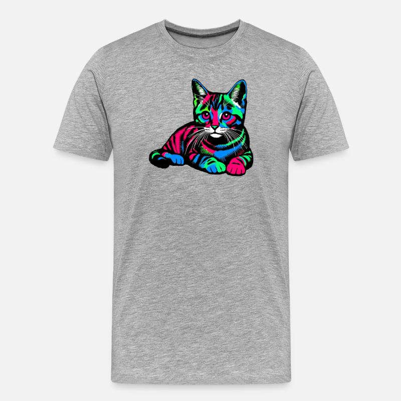Katze - Männer Premium Bio T-Shirt - Grau meliert