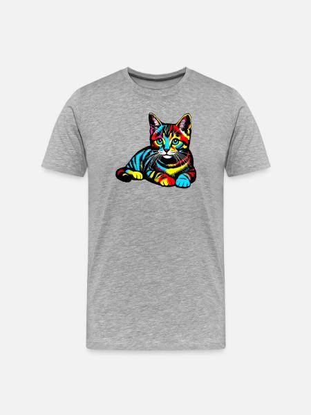 Cat - Men's Premium Organic T-Shirt - heather grey