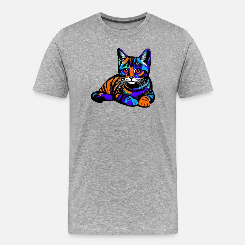 Katze - Männer Premium Bio T-Shirt - Grau meliert