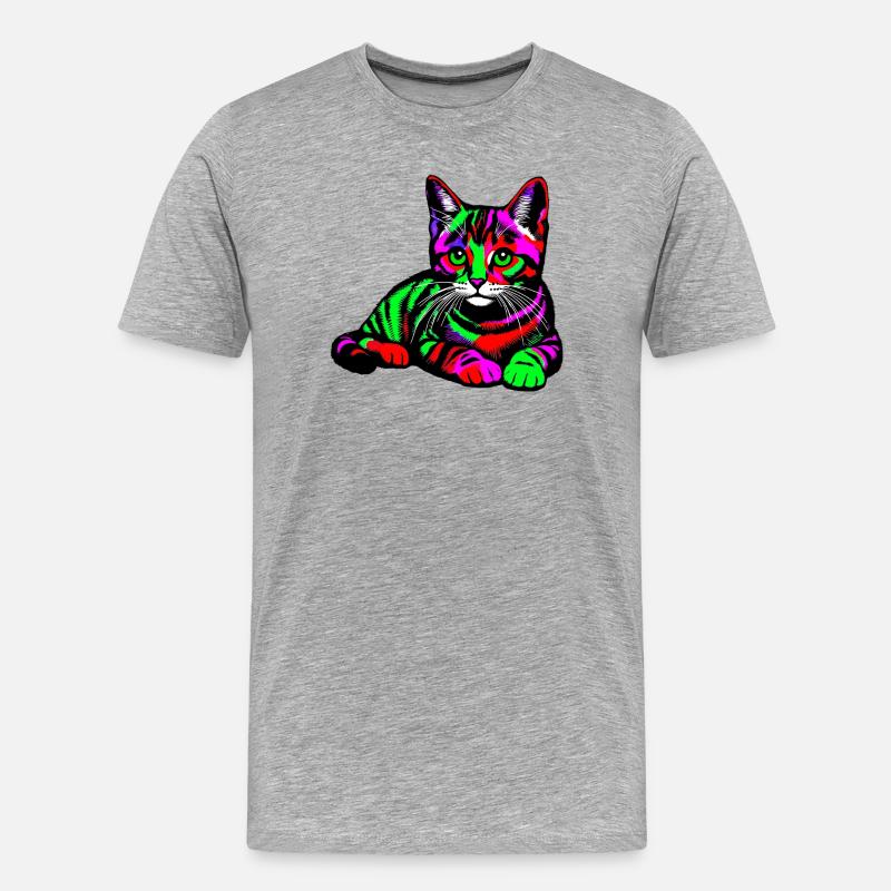 Katze - Männer Premium Bio T-Shirt - Grau meliert