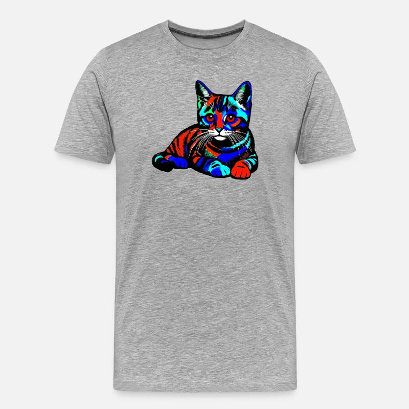 Katze - Männer Premium Bio T-Shirt - Grau meliert
