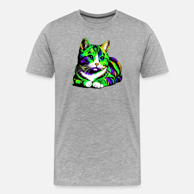 Katze - Männer Premium Bio T-Shirt - Grau meliert