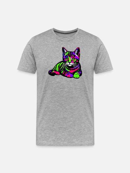 Cat - Men's Premium Organic T-Shirt - heather grey