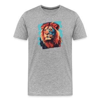 Leo Rétro - T-shirt bio Premium Homme - gris chiné - Devant - Damien (186cm)