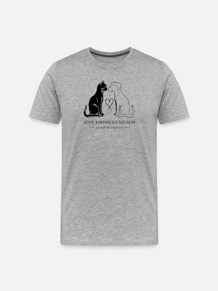 Cat & Dog: Love Knows No Boundaries - Men's Premium Organic T-Shirt - heather grey