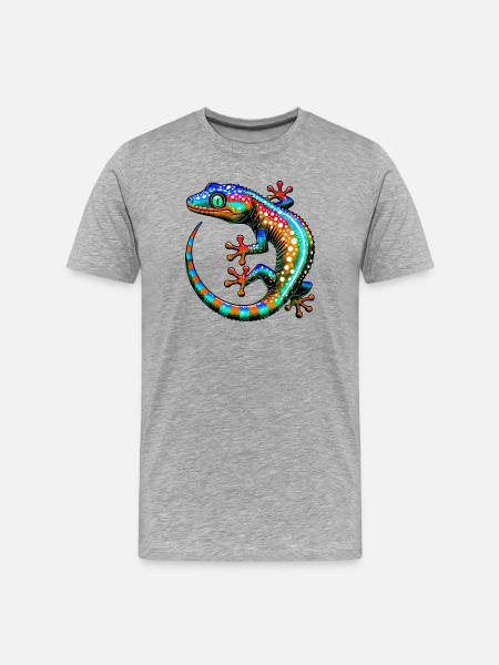 Gecko - Männer Premium Bio T-Shirt - Grau meliert