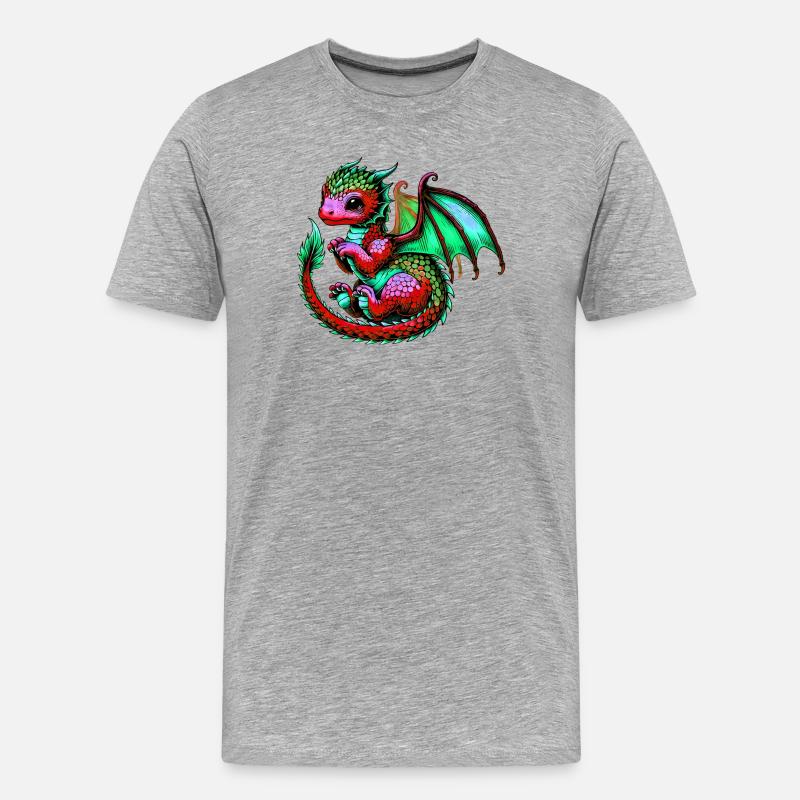 Drache - Männer Premium Bio T-Shirt - Grau meliert