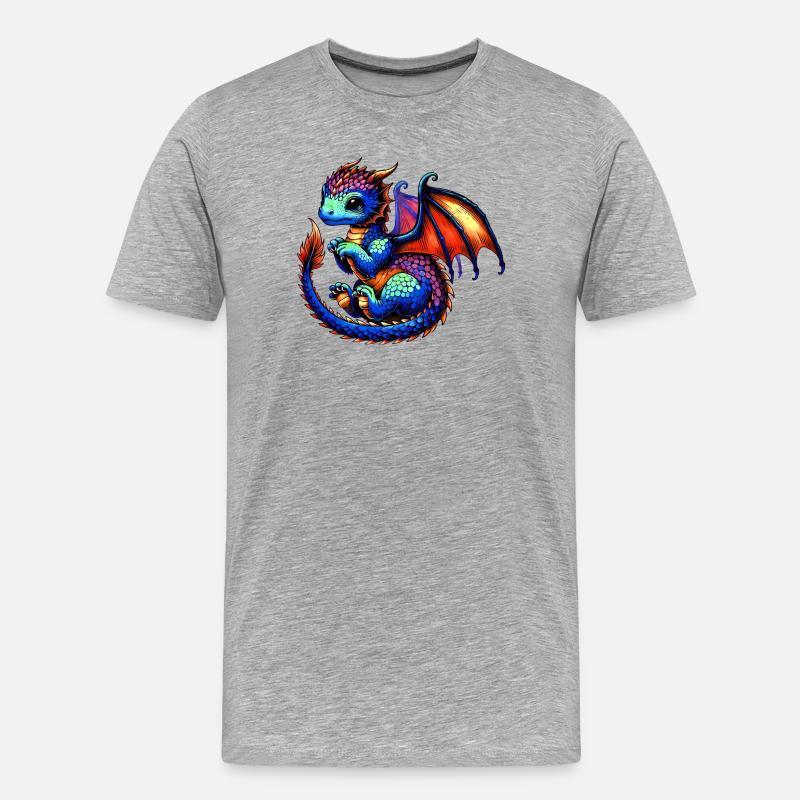 Drache - Männer Premium Bio T-Shirt - Grau meliert
