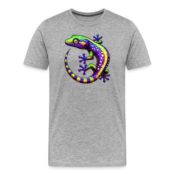 Gecko - T-shirt bio Premium Homme - gris chiné - Devant - Damien (186cm)