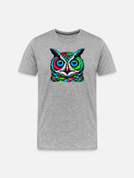 Owl - Men's Premium Organic T-Shirt - heather grey