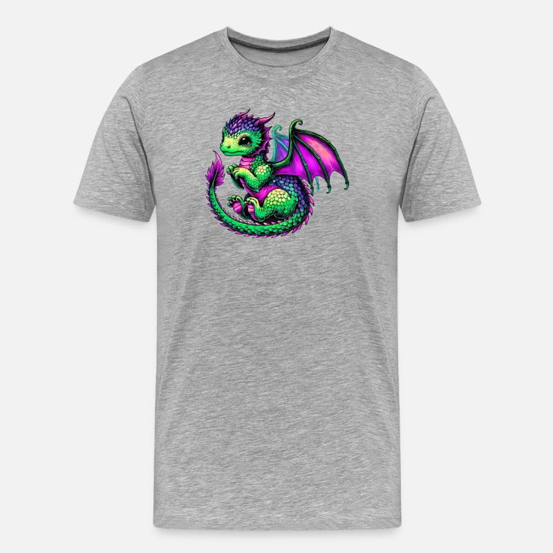 Drache - Männer Premium Bio T-Shirt - Grau meliert