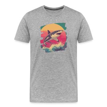 Haifisch - Männer Premium Bio T-Shirt - Grau meliert - Vorne - Damien (186cm)