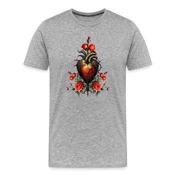 L’élégance gothique du cœur - T-shirt bio Premium Homme - gris chiné - Devant - Damien (186cm)