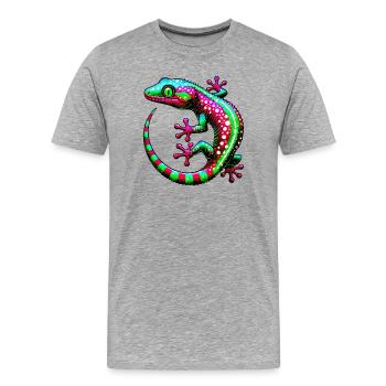 Gecko - T-shirt bio Premium Homme - gris chiné - Devant - Damien (186cm)