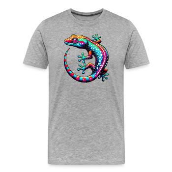 Gecko - T-shirt bio Premium Homme - gris chiné - Devant - Damien (186cm)