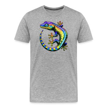 Gecko - T-shirt bio Premium Homme - gris chiné - Devant - Damien (186cm)