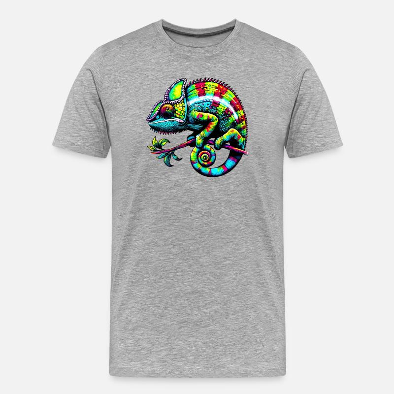 Chamäleon - Männer Premium Bio T-Shirt - Grau meliert